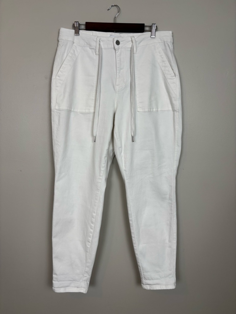 Judy Blue High Waist Garmet Dyed White Cuffed Jogger Jeans Womens 14 Wide Denim